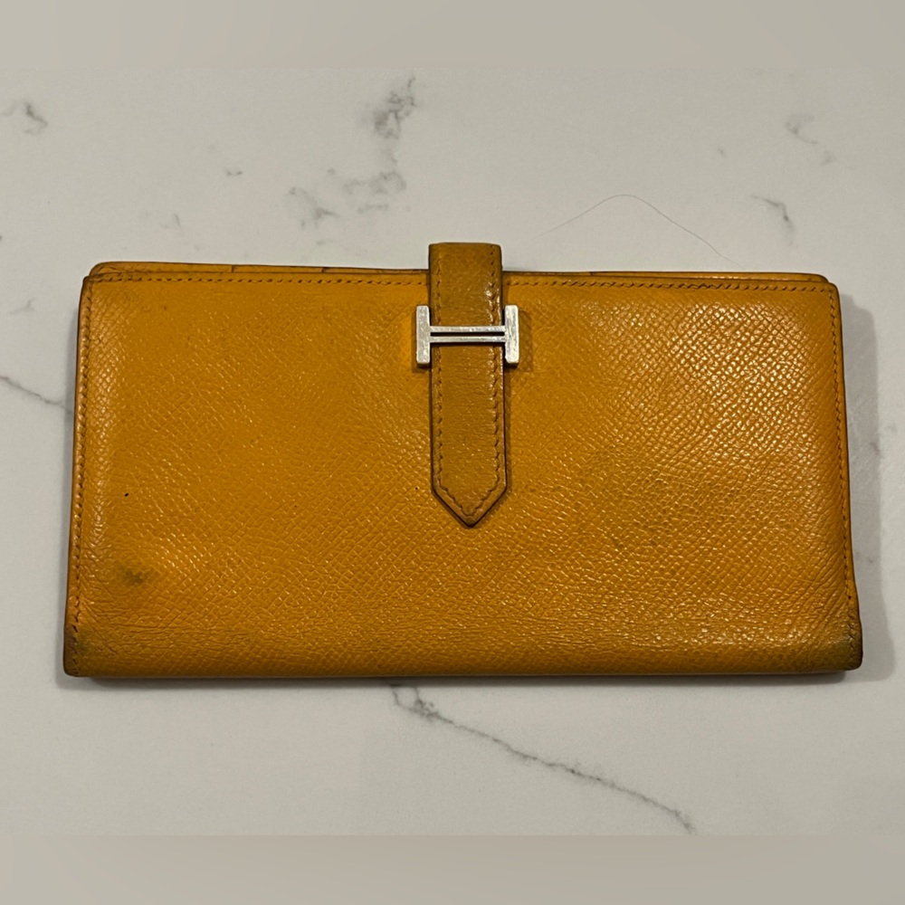 Hermes Yellow Gold Epsom Leather Bearn Long Wallet
